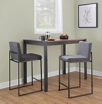 Fiji Charcoal Upholstered Counter Stools, Set of 3