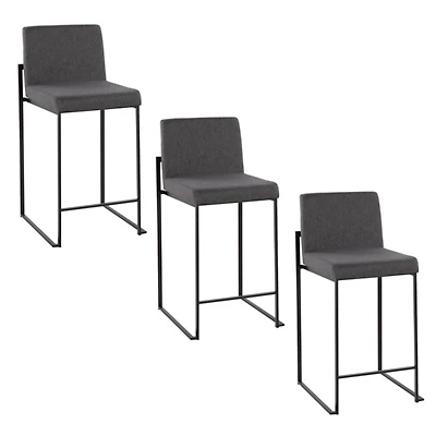 Fiji Charcoal Upholstered Counter Stools, Set of 3