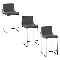 Fiji Charcoal Upholstered Counter Stools, Set of 3