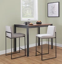 Fiji Gray Upholstered Counter Stools, Set of 3