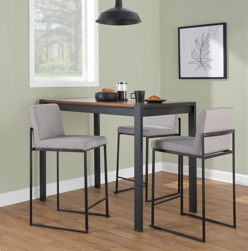 Fiji Gray Upholstered Counter Stools, Set of 3