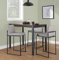 Fiji Gray Upholstered Counter Stools, Set of 3