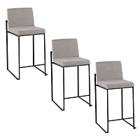 Fiji Gray Upholstered Counter Stools, Set of 3