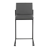 Fiji Gray Faux Leather Counter Stools, Set of 3