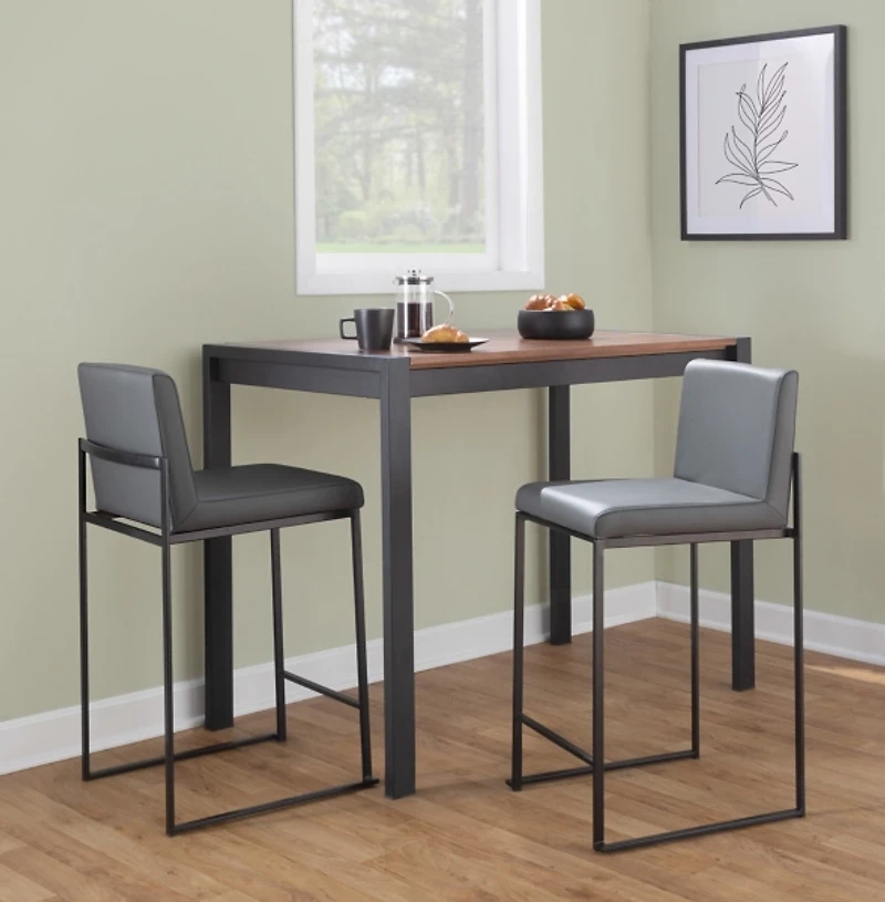 Fiji Gray Faux Leather Counter Stools, Set of 3