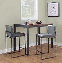 Fiji Gray Faux Leather Counter Stools, Set of 3