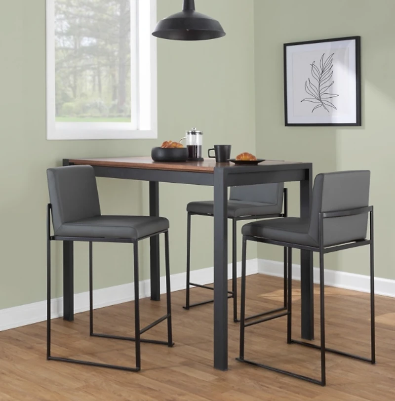 Fiji Gray Faux Leather Counter Stools, Set of 3