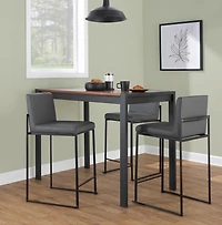 Fiji Gray Faux Leather Counter Stools, Set of 3