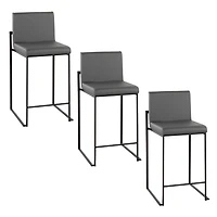 Fiji Gray Faux Leather Counter Stools, Set of 3