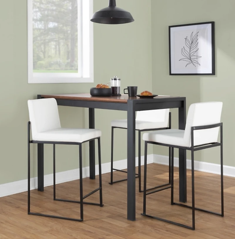 Fiji White Faux Leather Counter Stools, Set of 3