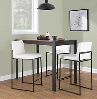 Fiji White Faux Leather Counter Stools, Set of 3