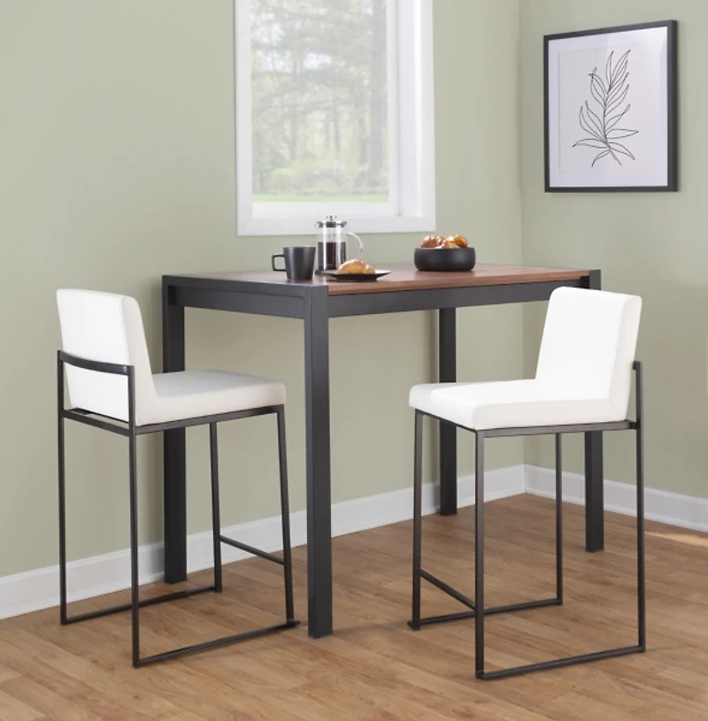 Fiji White Faux Leather Counter Stools, Set of 3
