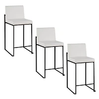 Fiji White Faux Leather Counter Stools, Set of 3