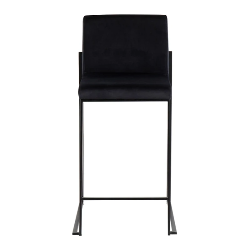 Fiji Black Velvet Counter Stools, Set of 3