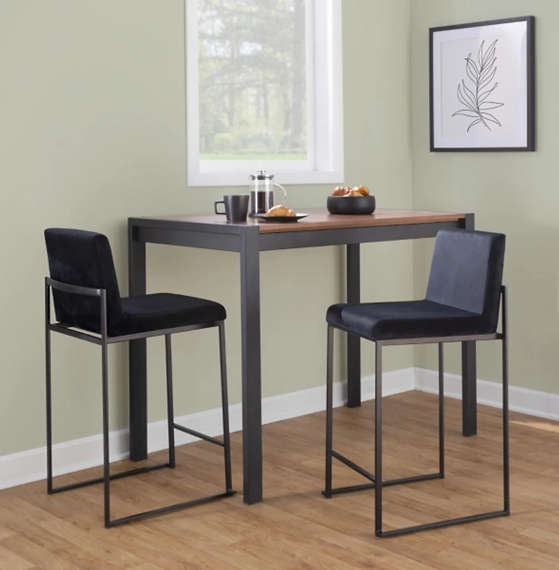Fiji Black Velvet Counter Stools, Set of 3
