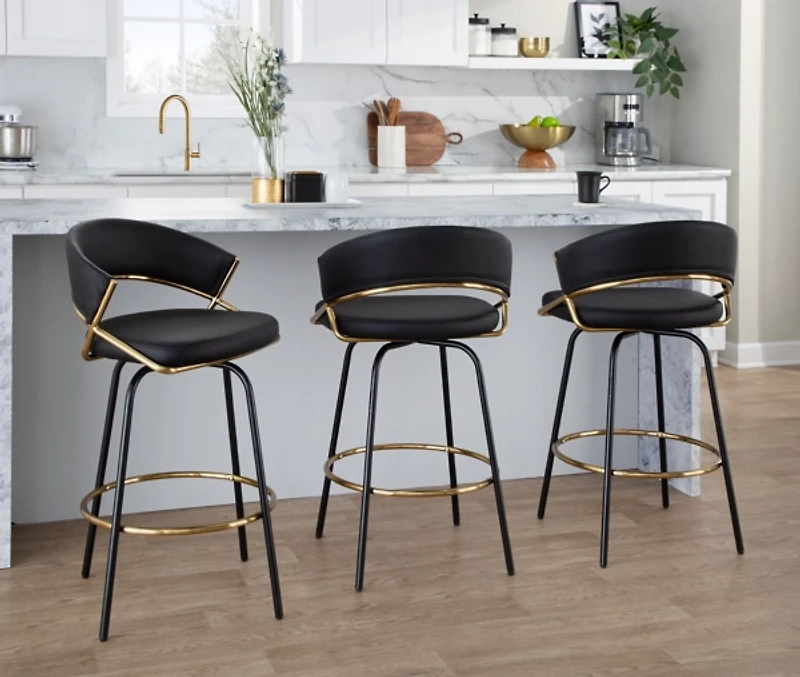 Faux Leather Swivel Counter Stools