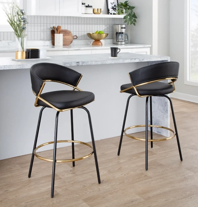 Faux Leather Swivel Counter Stools