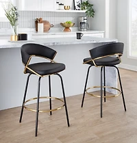 Faux Leather Swivel Counter Stools