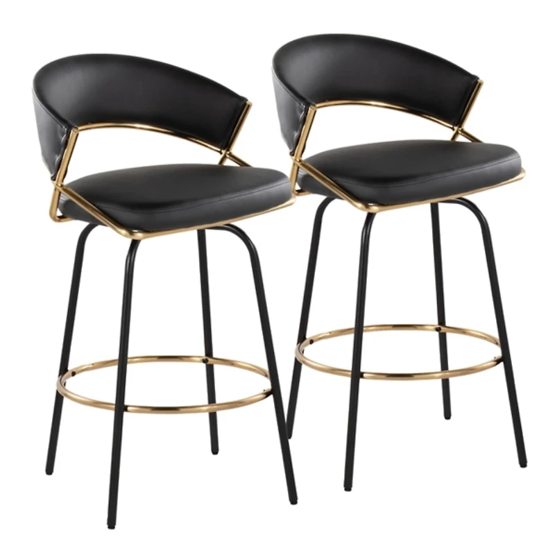 Faux Leather Swivel Counter Stools