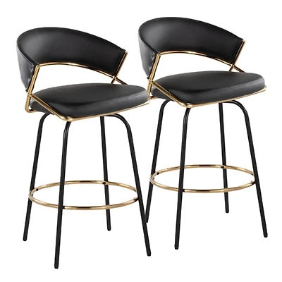 Faux Leather Swivel Counter Stools