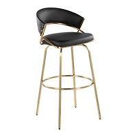 Remy Black & Gold Swivel Bar Stools, Set of 2