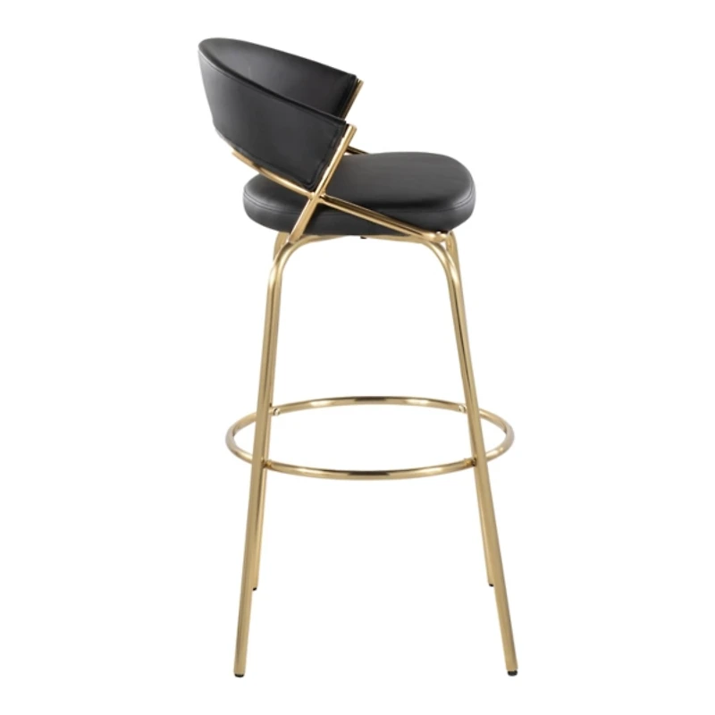 Remy Black & Gold Swivel Bar Stools, Set of 2
