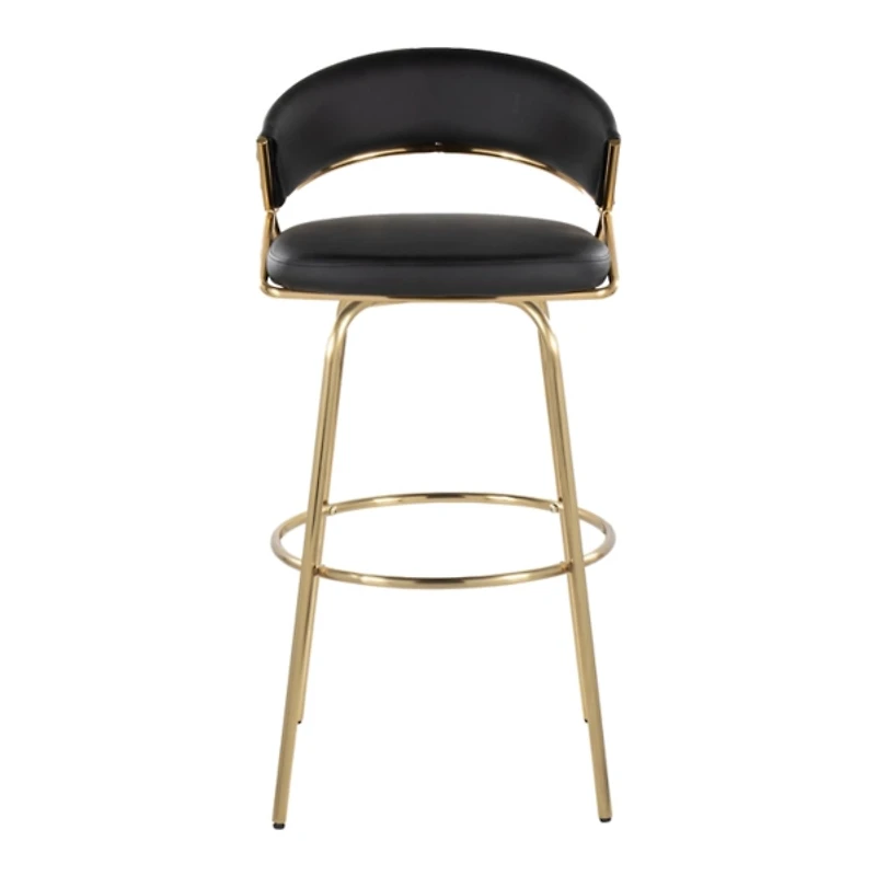 Remy Black & Gold Swivel Bar Stools, Set of 2