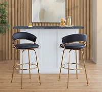 Remy Black & Gold Swivel Bar Stools, Set of 2