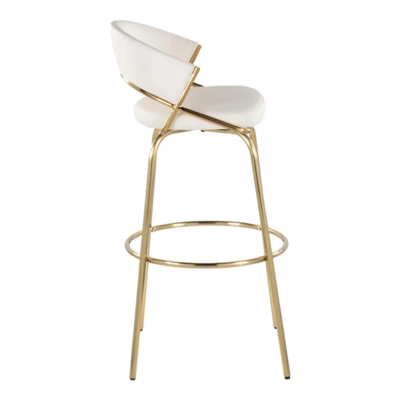 Remy White & Gold Swivel Bar Stools, Set of 2