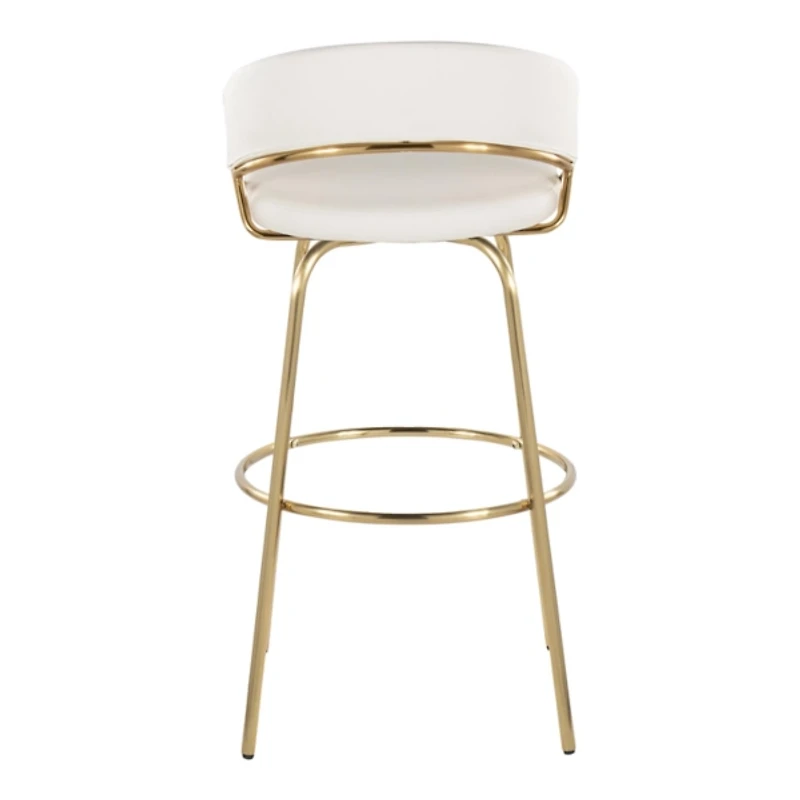Remy White & Gold Swivel Bar Stools, Set of 2