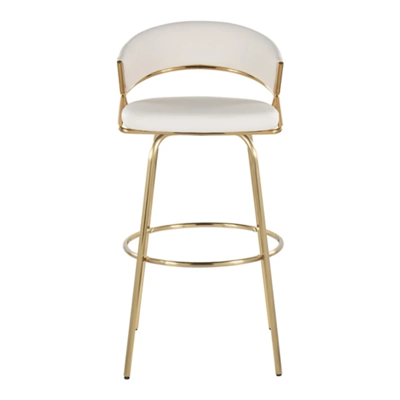 Remy White & Gold Swivel Bar Stools, Set of 2