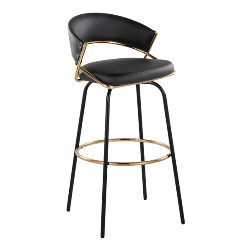 Remy Black Swivel Bar Stools, Set of 2