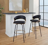 Remy Black Swivel Bar Stools, Set of 2