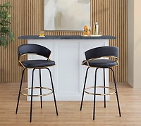 Remy Black Swivel Bar Stools, Set of 2