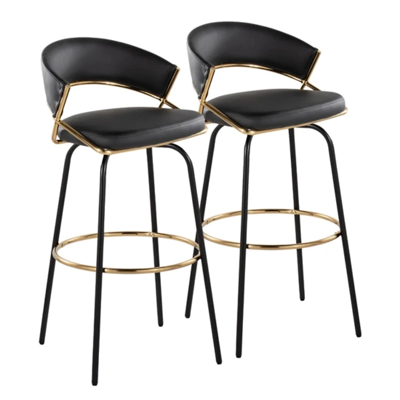 Remy Black Swivel Bar Stools, Set of 2