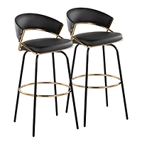 Remy Black Swivel Bar Stools, Set of 2