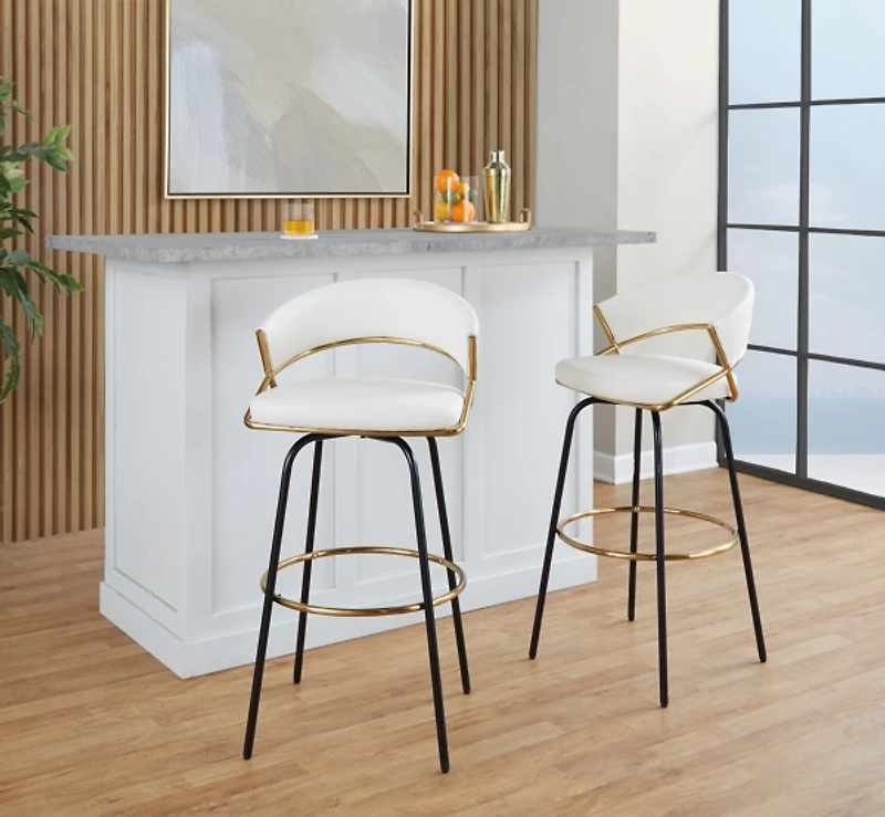 Remy White Swivel Bar Stools, Set of 2