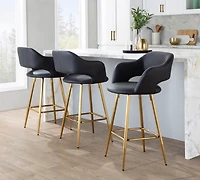 Black Faux Leather Marge Counter Stools, Set of 2