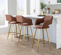 Brown Faux Leather Marge Counter Stools, Set of 2