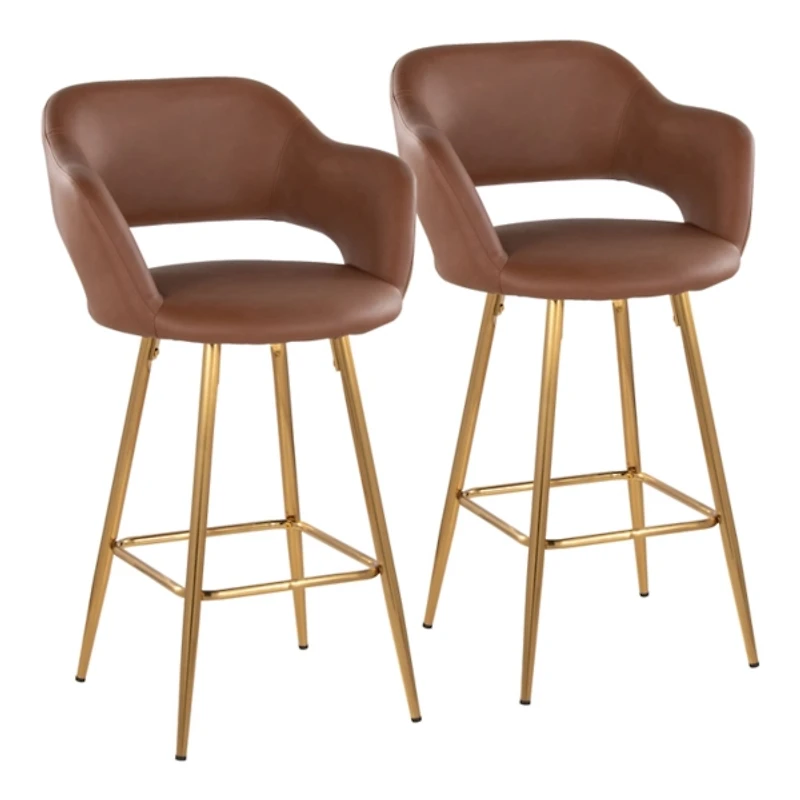 Brown Faux Leather Marge Counter Stools, Set of 2