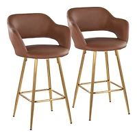 Brown Faux Leather Marge Counter Stools, Set of 2