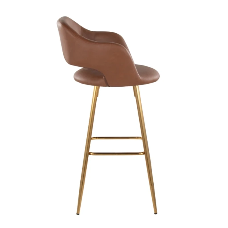 Brown Faux Leather Marge Bar Stools, Set of 2