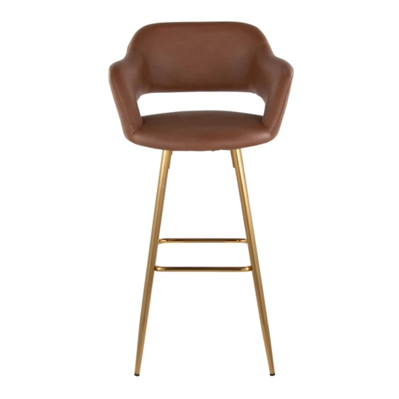 Brown Faux Leather Marge Bar Stools, Set of 2
