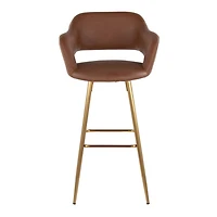 Brown Faux Leather Marge Bar Stools, Set of 2