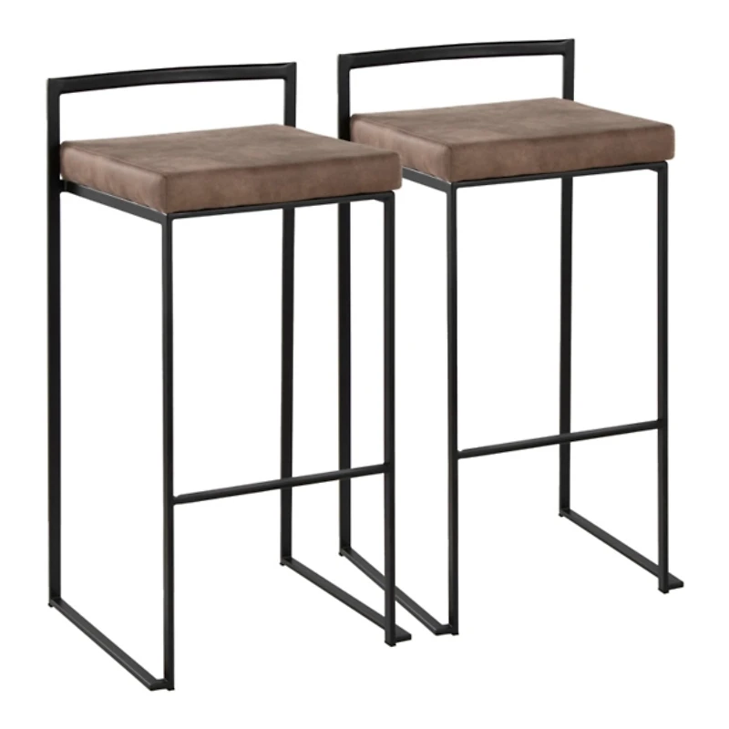 Fiji Brown Stackable Bar Stools, Set of 2