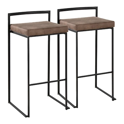 Fiji Brown Stackable Bar Stools, Set of 2