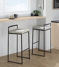 Fiji Gray Stackable Bar Stools, Set of 2