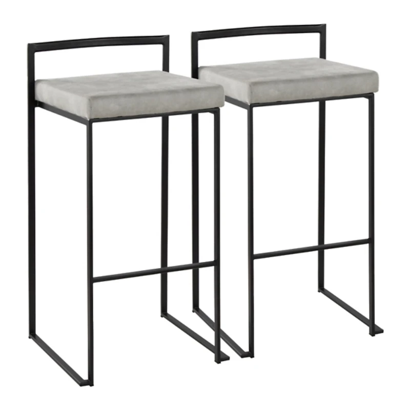 Fiji Gray Stackable Bar Stools, Set of 2