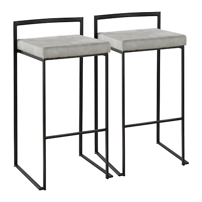 Fiji Gray Stackable Bar Stools, Set of 2
