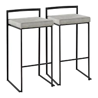 Fiji Gray Stackable Bar Stools, Set of 2